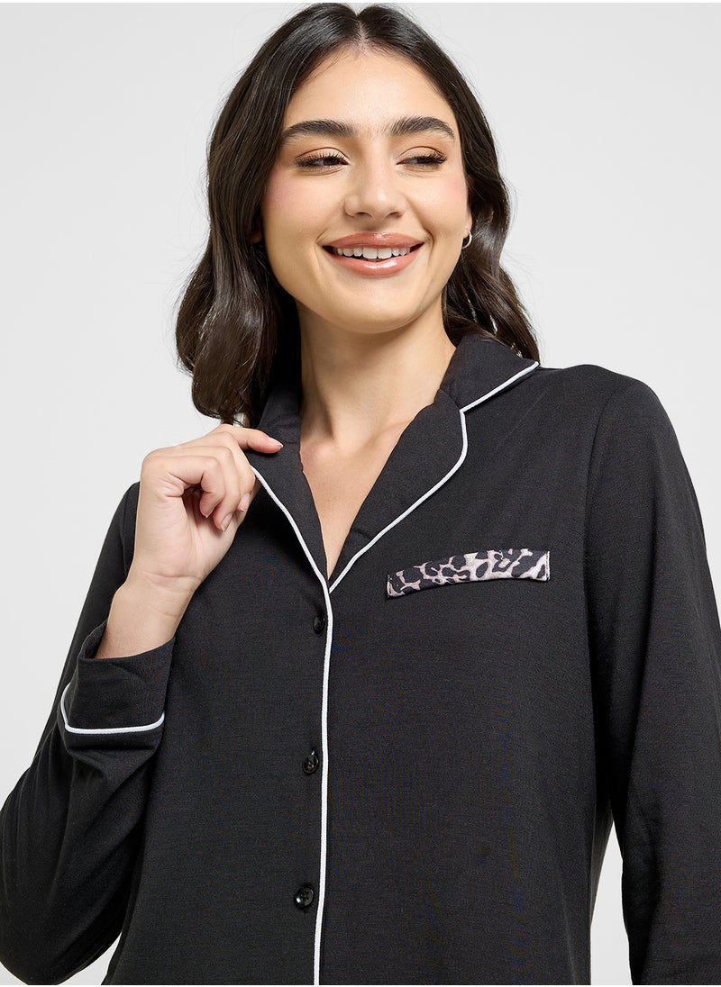 Ginger - Contrast Trim Detail Shirt Dress - Image 1