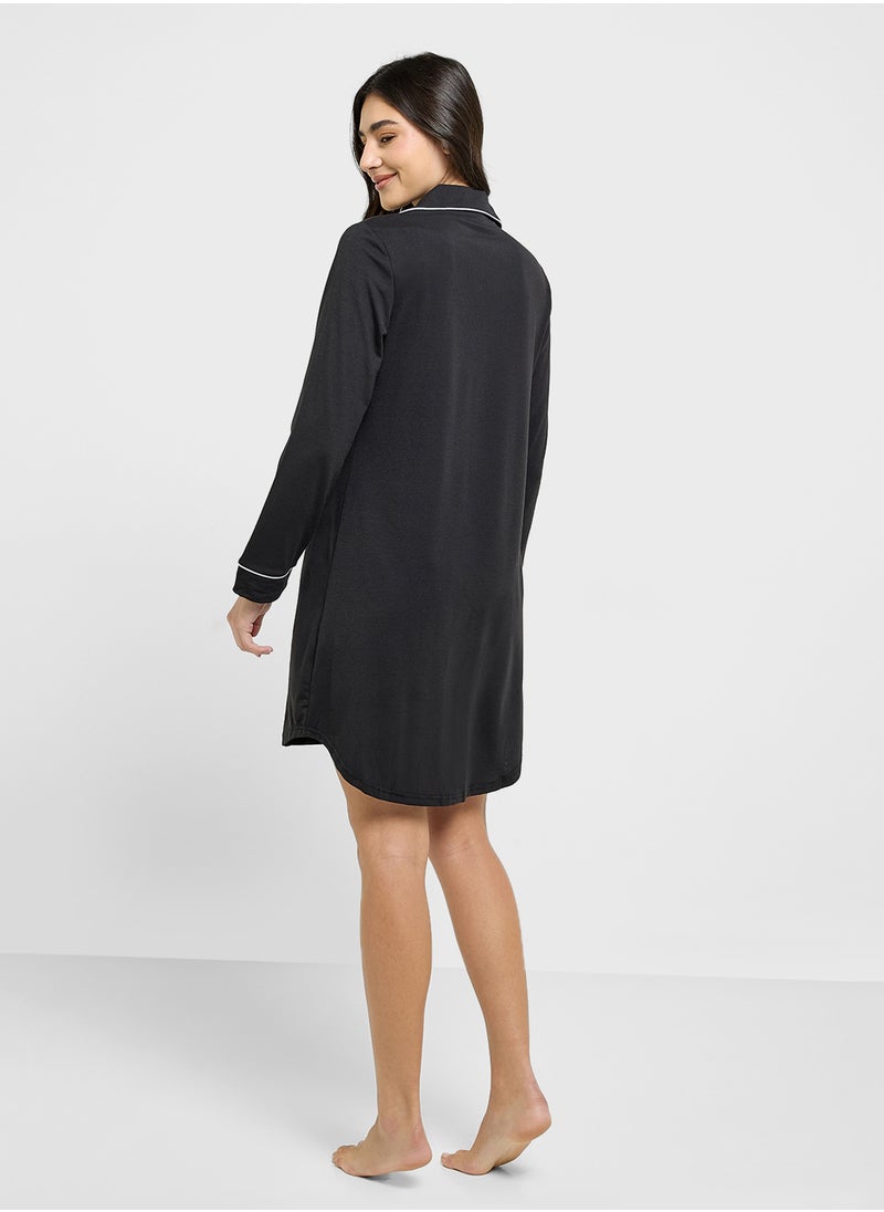 Ginger - Contrast Trim Detail Shirt Dress - Image 1
