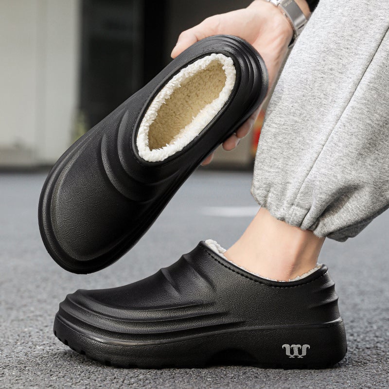 Warm Chef Shoes Men'S Waterproof Kitchen Shoes One-Pedal Cotton Shoes Labor Protection Work Shoes With Patent Appearance - Image 2