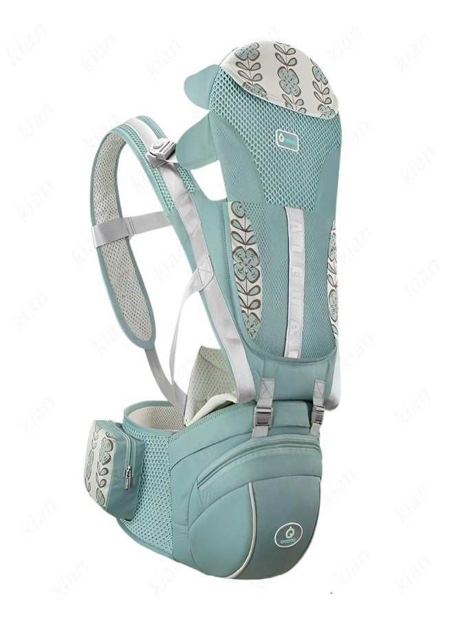 Kian Baby Carrier with Hip Seat 9 in 1 Adjustable Baby Hip Seat + Carrier for Toddler/Kids, Carry Position for 3-36 Months Kids| Multiple Storage Pockets | Hipster Honeycomb Stylish Design | Comfortable Cotton Straps, Safety Buckle & Belt(multi color)(pack of 1) - Image 1