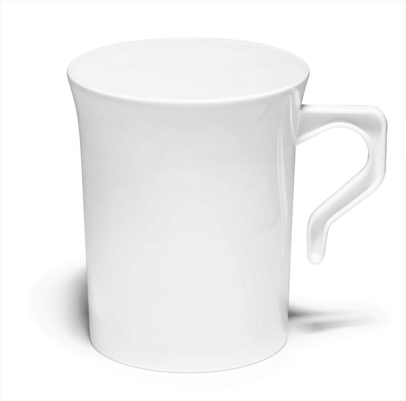 OCCASIONS  120 Mugs Pack Heavyweight Disposable Wedding Party Plastic 8 oz Coffee MugsTea CupsCappuccino CupsEspresso Cup with Handles 8 oz Mugs Plain White