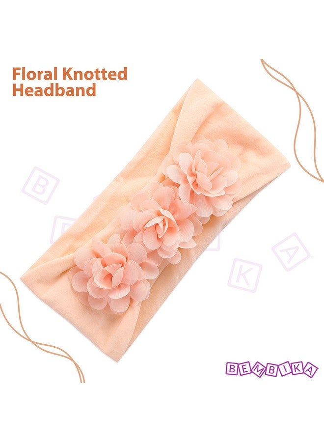 BEMBIKA Floral Headband For Baby Girl Hair Accessories For Girls Headband For Babies Peach - Image 2