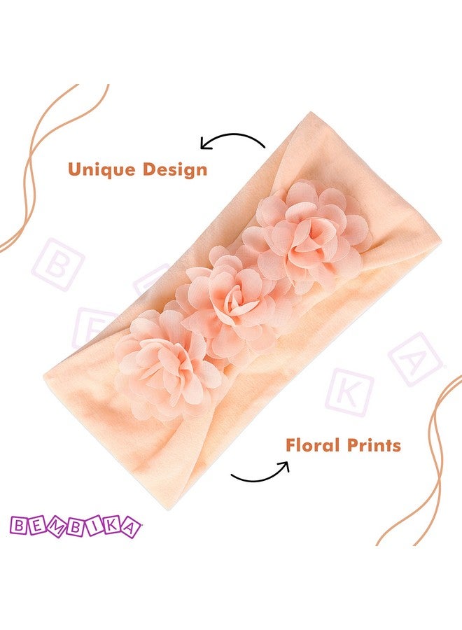 BEMBIKA Floral Headband For Baby Girl Hair Accessories For Girls Headband For Babies Peach - Image 4