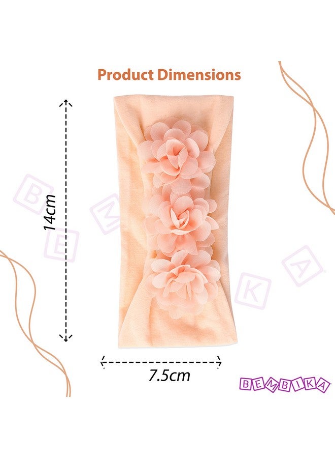 BEMBIKA Floral Headband For Baby Girl Hair Accessories For Girls Headband For Babies Peach - Image 5