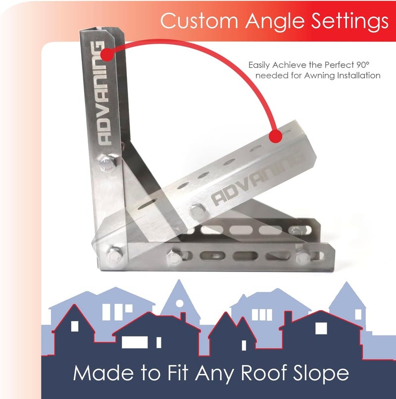 ADVANING Universal Roof Mount Bracket for Retractable Awnings - Premium 3mm Gauge Brushed Stainless Steel - Image 3