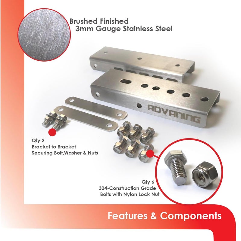 ADVANING Universal Roof Mount Bracket for Retractable Awnings - Premium 3mm Gauge Brushed Stainless Steel - Image 5