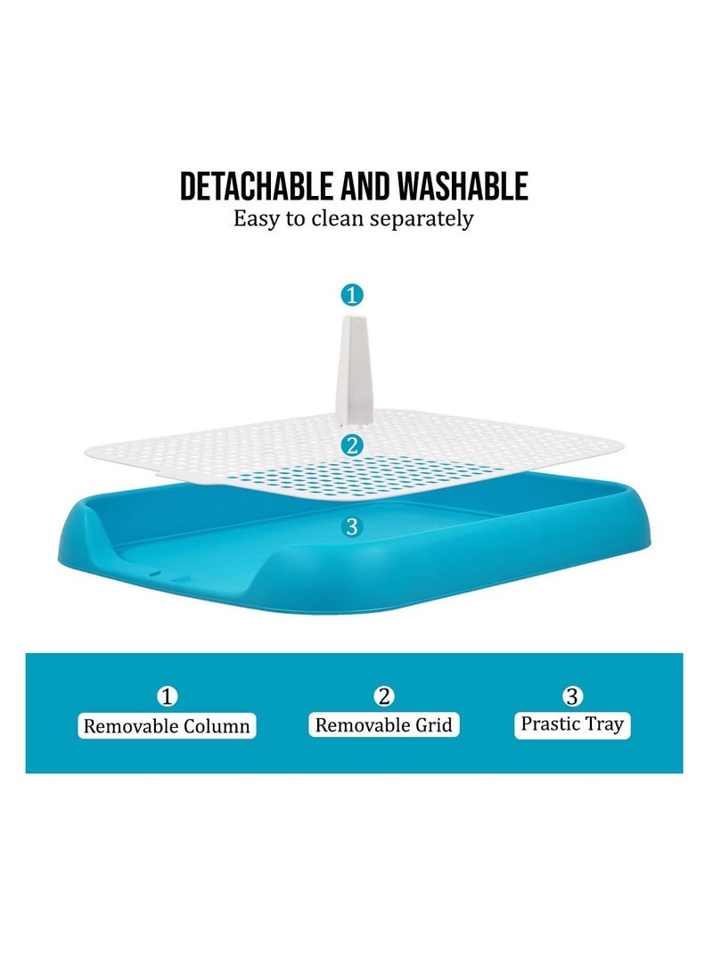 أن ان سي بيتس مرحاض للكلاب، وعاء داخلي مقاوم للتسرب بتصميم عمودي، صينية تدريب للكلاب قابلة لإعادة الاستخدام للكلاب الصغيرة والمتوسطة، صينية وعاء للكلاب سهلة التنظيف، مناسبة للاستخدام الداخلي والخارجي 45 سم (أزرق سماوي) - Image 3