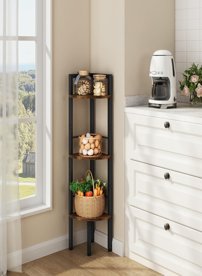 Tajsoon Small Corner Shelf Stand 3 Tier 39.6" Industrial Corner Display Shelf Shelving Unit, Corner Tables for Small Spaces, Bedroom, Living Room, Office, Kitchen, Rustic Brown - Image 1