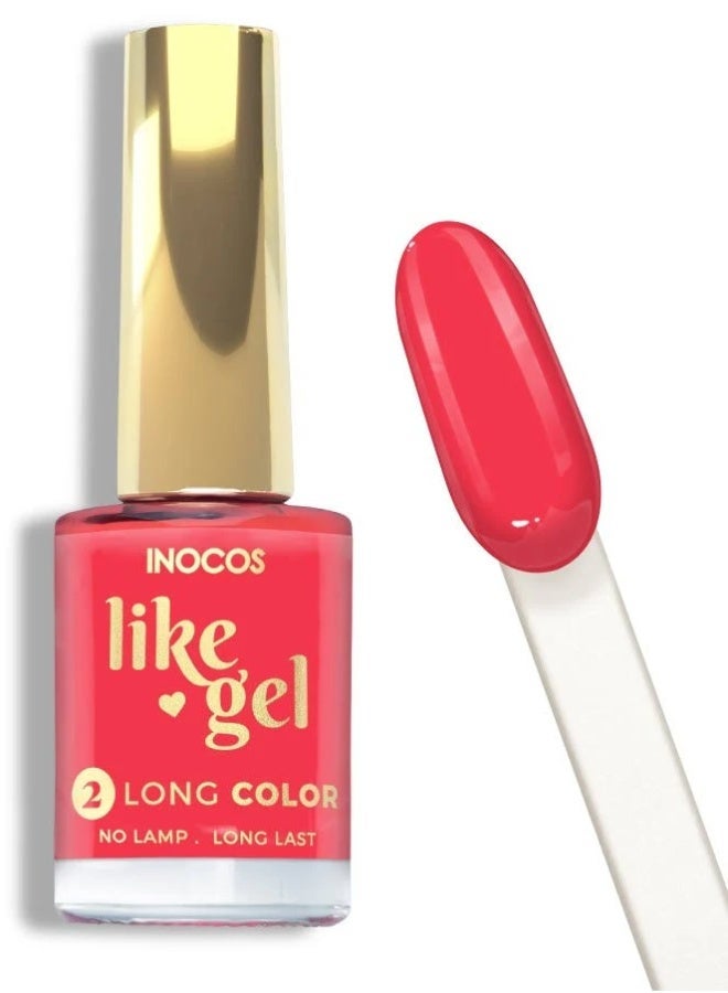 INOCOS Like Gel 2 Long Color Nail Polish 145 Electric Grapefruit 11ml - Image 4