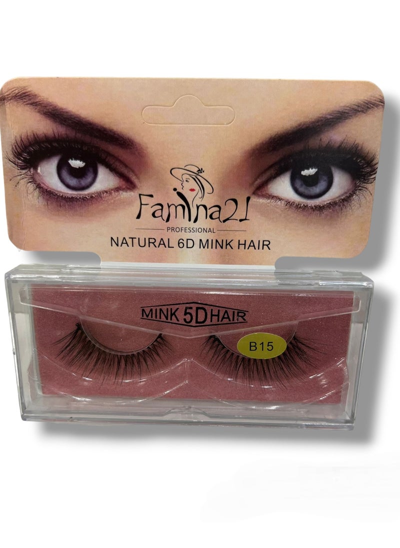 FAMINA21 Famina21 Natural 6D/5D Mink Hair Eyelashes - Set of 30 Models (B15) 