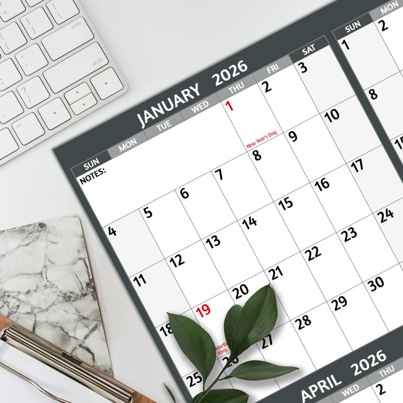 BowCuk Yearly Wall Calendar 2026 - Large Yearly Calendar 2026 Vetical, Jan 2026 - Dec 2026, 25.2" x 38.2" (Open), 2026 Calendar, Large Wall Calendar 2026, Full Year Paper with Notes, Thicker Paper - Image 2