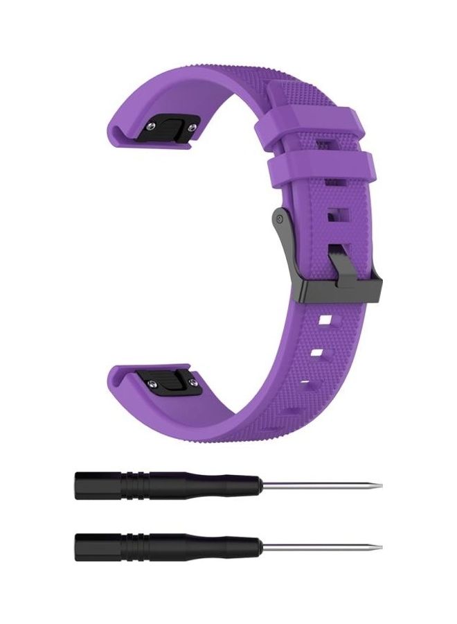 NIBEMINENT Silicone Replacement Wrist Strap Watchband For Garmin Fenix5 (22mm) Purple - Image 1