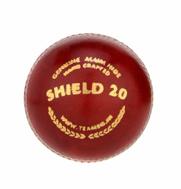 SG Cricket Shield 20 Premium Leather Ball | Red | Adult | Leather | Waterproof | Solid Grade 2 Core | Machine Stitched | Ideal for Club & School Matches | Pack of 1 - Image 2