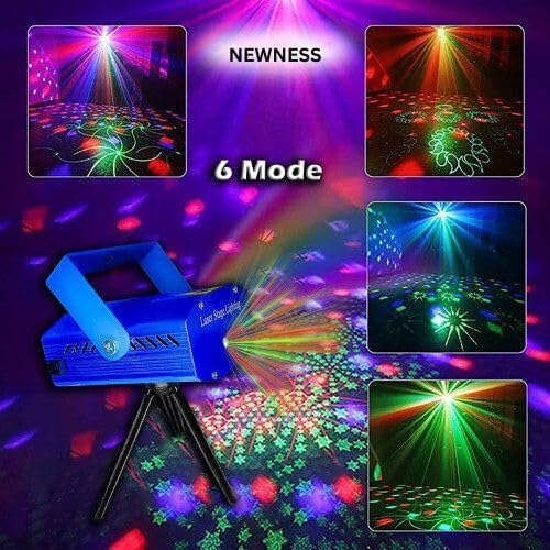 ATULUX Mini RGB Laser Party Light Projector | 6 Dynamic Lighting Patterns | Sound-Activated DJ & Stage Light for Home, Weddings, Birthdays & Clubs (6 Patern Design- (Blue)) - Image 2