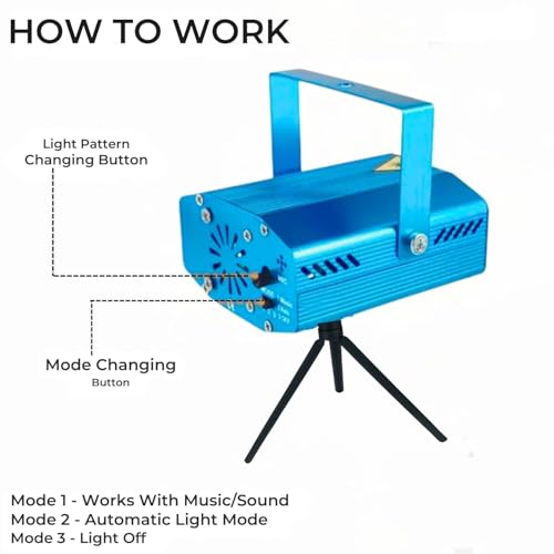ATULUX Mini RGB Laser Party Light Projector | 6 Dynamic Lighting Patterns | Sound-Activated DJ & Stage Light for Home, Weddings, Birthdays & Clubs (6 Patern Design- (Blue)) - Image 5