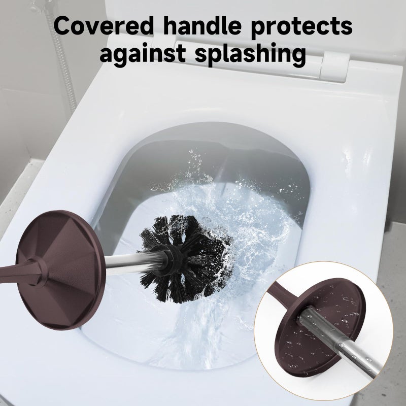 UNCONSIL Bronze Toilet Brush And Holder Extra Long Handled Toilet Brush For Bathroom Stainless Steel Heavy Duty Toilet Bowl Brush Deep Cleaning Modern Toilet Cleaner Brush -Space Saving  Covered Brush  Durable - Image 4