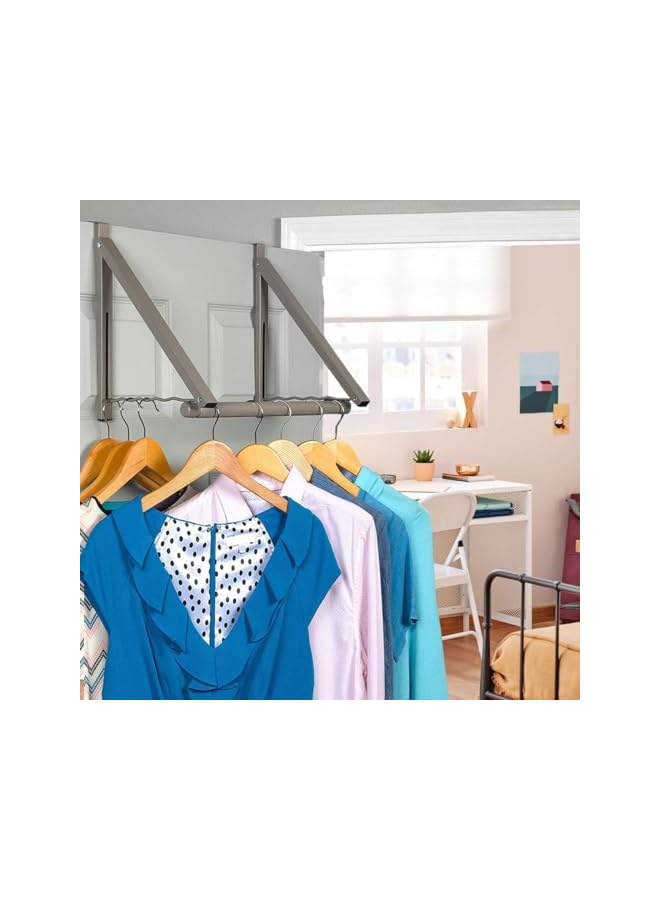 promass Over The Door Hanger Foldable - Over The Door Rack for Hanging Towels, Coats & Clothes - Over The Door Hanger Hooks for Bedroom, Washroom and Office. (Satin Nickel) - Image 2