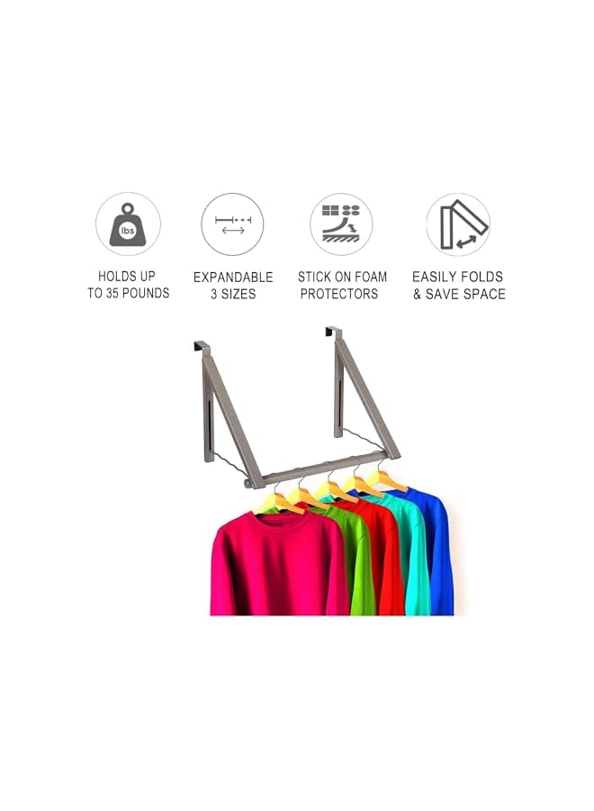 promass Over The Door Hanger Foldable - Over The Door Rack for Hanging Towels, Coats & Clothes - Over The Door Hanger Hooks for Bedroom, Washroom and Office. (Satin Nickel) - Image 3