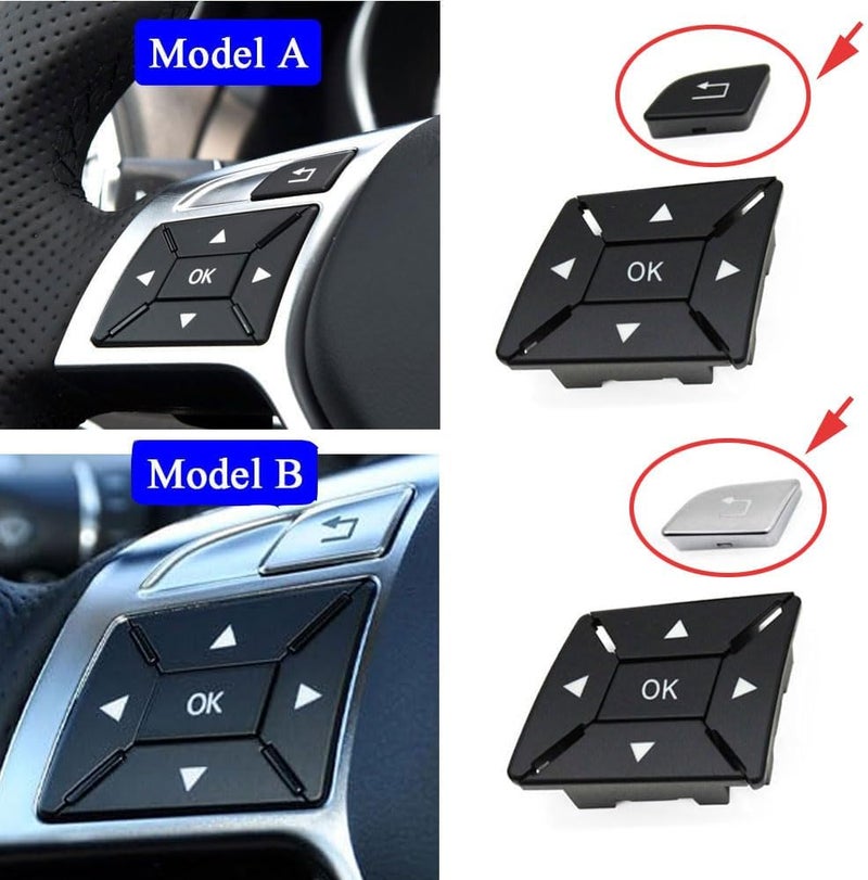 Goodithy Steering Wheel Buttons, Interior Black Steering Wheel Control Button Key Replacement for Mercedes Benz A B C E GLA GLK Class W204 X204 W212 W218 W156 W176 W117 W172 W246 (Model A Black) - Image 3