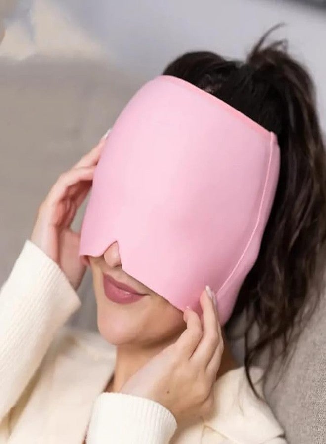 Odorless Migraine Ice Head Wrap, Headache Relief Hat for Tension Puffy Eyes, Migraine Relief Cap for Sinus, Headache and Stress Relief Cold Compress Mask. (Pink)