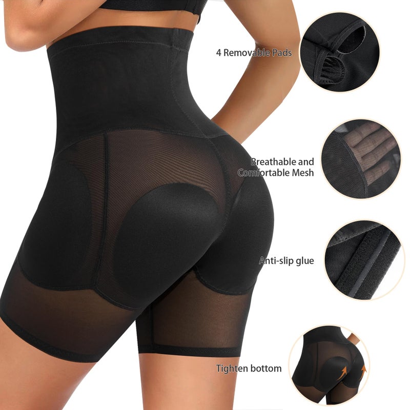 Irisnaya Women Shapewear Control Panties Body Shaper Butt Lifter Padded Hip Enhancer Seamless Underwear Hi- Waist Trainer Short (XX-Large, Black) - Image 4