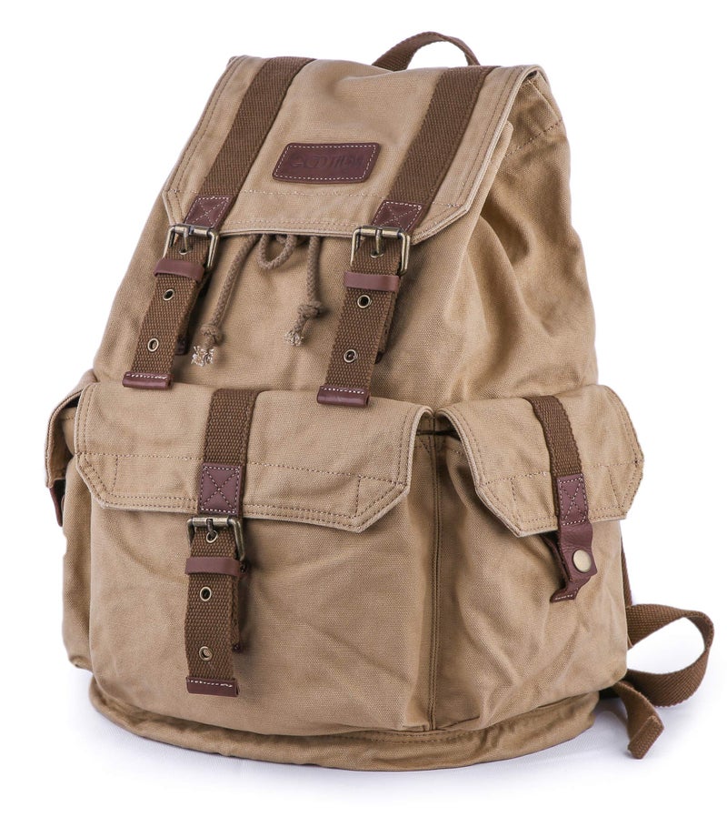GOOTIUM 21101KA Specially High Density Thick Canvas Backpack Rucksack,Khaki - Image 3