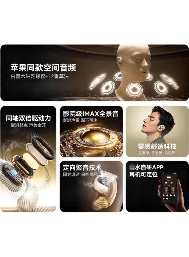 Sansui [Bass | Top 1] T19 Bluetooth Headphones, Bone Conduction Concept, Over-Ear Wireless, Non-In, Open-Ear Sports Headphones, Noise-Cancelling, Top Ten Ranking, Suitable For Huawei - Image 1