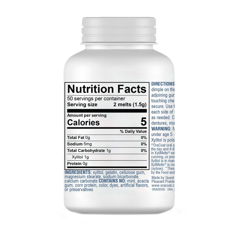 OraCoat XyliMelts Dry Mouth Relief Stick-On-Melts for Sensitive Mouths, Mint-Free and Acacia Gum-Free with Xylitol, 100 Count, Non-Acidic, Day & Night User, Long Lasting 8-Hour Moisturizing Relief - Image 2