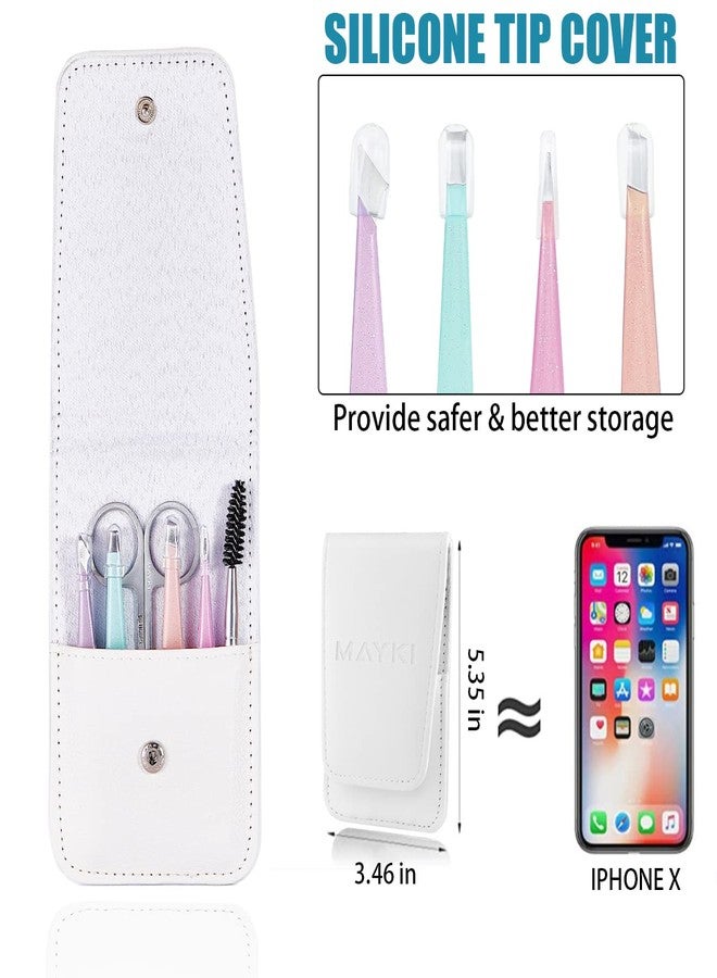 MAYKI Professional 6PCS Precision Tweezers Set for Eyebrow, Eyelash & Facial Hair Removal - Stainless Steel Women's Tweezers - Image 4