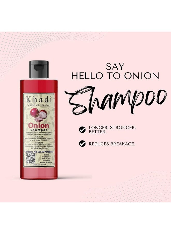 Khadi Natural Herbal - Onion Shampoo For Hair Growth | Anti Dandruff Hair Fall Control Shampoo With Amla, Aloevera And Vitamin E Extract Strength Hair Pack Of 200Ml - Image 1
