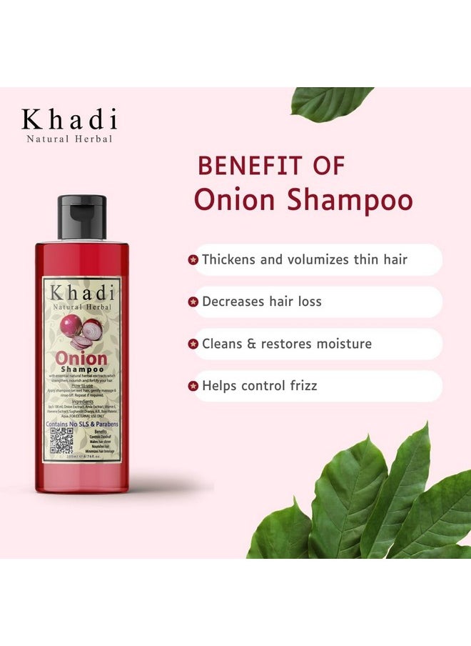 Khadi Natural Herbal - Onion Shampoo For Hair Growth | Anti Dandruff Hair Fall Control Shampoo With Amla, Aloevera And Vitamin E Extract Strength Hair Pack Of 200Ml - Image 1
