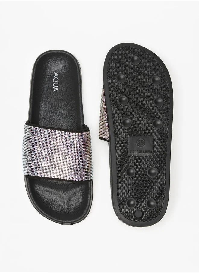 Aqua Women's Embellished Slip-On Slides