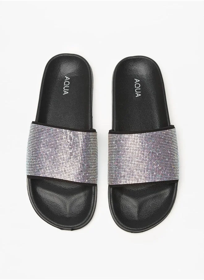 أكوا Women's Embellished Slip-On Slides