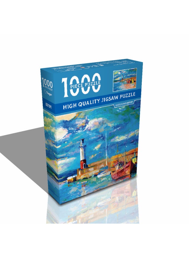 Puzzle 1000 Pieces Adult Paper Oil Painting Educational Toys Decompression Gift Plane Decompression Foreign Trade-Color:83101-Lighthouse - Image 1