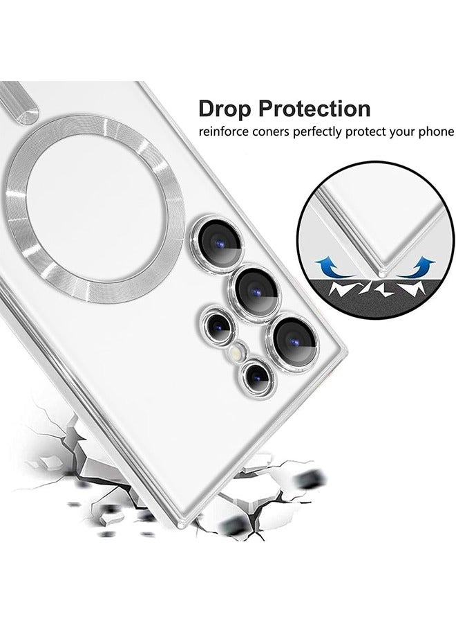 HY Case Cover for Samsung Galaxy S24 Ultra with Support Magsafe Charger Charging Thin Shockproof Full Protection Plating Anti-Scratch Slim Thin Case Cover (Sliver)  - Image 3