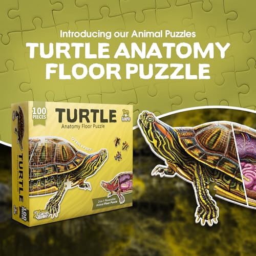 Genius Games Turtle Animal Anatomy Floor Puzzle  100Piece Double Sided Jigsaw Puzzle  LargeSized Over 4 Feet Scientifically Accurate Illustration  Fun and Educational Toy for Kids Toddlers and Families - Image 5