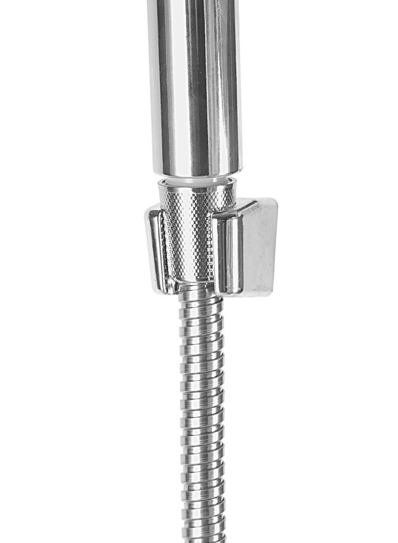 Epsilon Hand Shower Set- EPSBA1533/ Round Shape, 100 mm Diameter, 240 mm Length/ Plastic Material Bathroom Fitting, UV Plated/ with 1.2 m Stainless Steel Hose and Holder, Perfect for Cabin, Tub, Bathrooms - Image 2