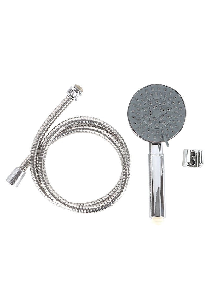 Epsilon Hand Shower Set- EPSBA1533/ Round Shape, 100 mm Diameter, 240 mm Length/ Plastic Material Bathroom Fitting, UV Plated/ with 1.2 m Stainless Steel Hose and Holder, Perfect for Cabin, Tub, Bathrooms - Image 1