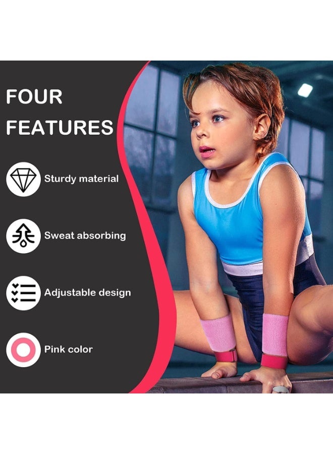 4 Pcs Kids Gymnastics Grips, Gymnastics Palm Guard, Pink Gymnastic Hand Grips Athletic Pink Wrist Bands, Sweat and Breathe, for Kids Basketball Tennis Football Baseball - Image 5