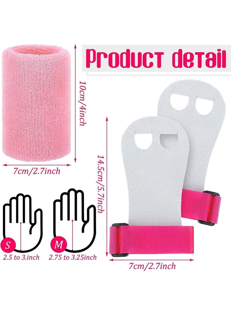 4 Pcs Kids Gymnastics Grips, Gymnastics Palm Guard, Pink Gymnastic Hand Grips Athletic Pink Wrist Bands, Sweat and Breathe, for Kids Basketball Tennis Football Baseball - Image 2