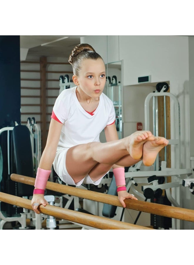 4 Pcs Kids Gymnastics Grips, Gymnastics Palm Guard, Pink Gymnastic Hand Grips Athletic Pink Wrist Bands, Sweat and Breathe, for Kids Basketball Tennis Football Baseball - Image 3