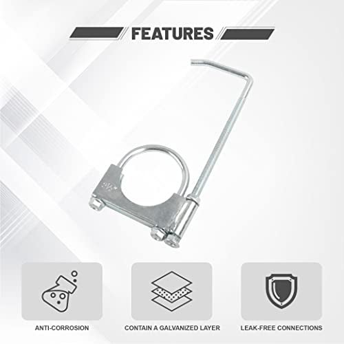 GESEXI Exhaust Clamp With Hanger fit 2.5" Exhaust Pipe, Universal Clamp On Exhaust Hanger-2PCS - Image 3