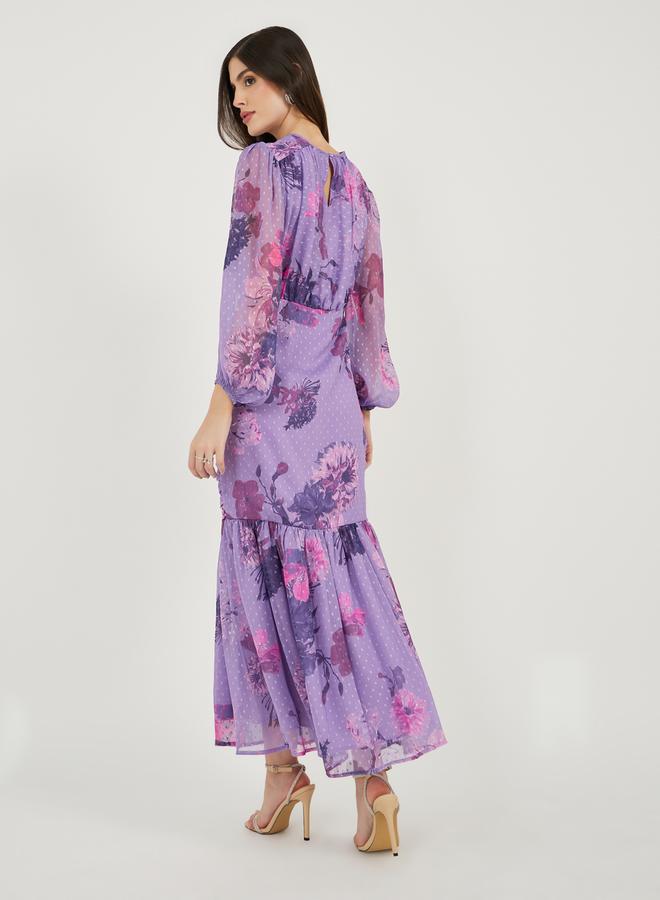 Styli Floral Ruched Midi Dress  - Image 5