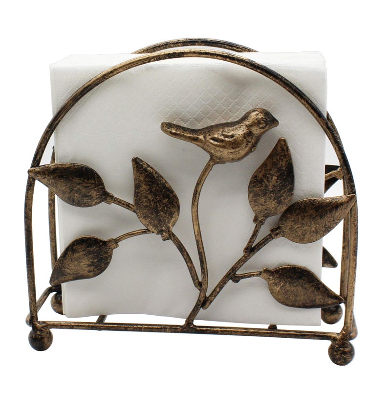 Cast Iron Bird  Tree Classic Napkin HolderTabletop Freestanding Tissue Dispenser Bronze