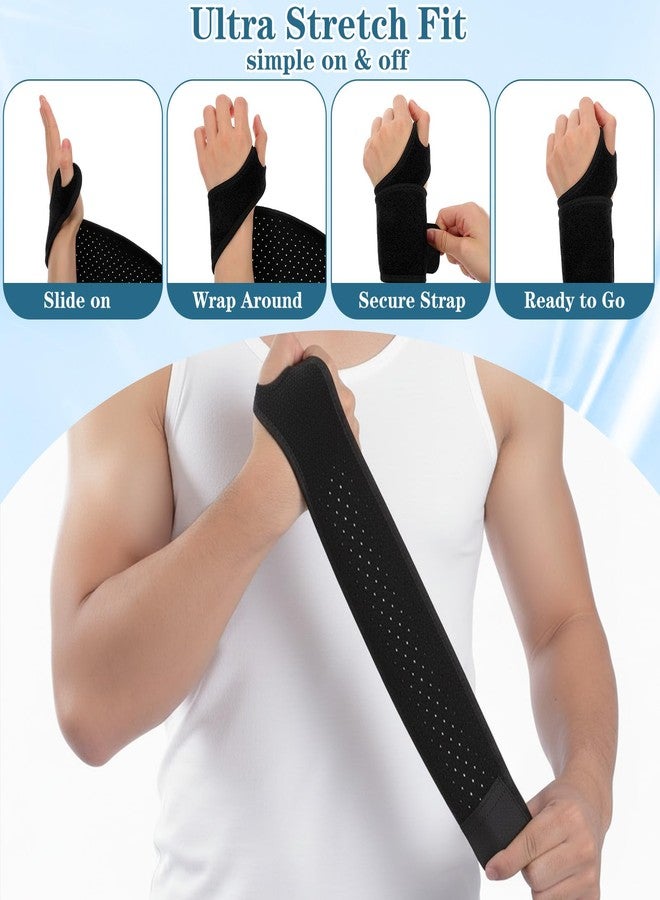 Qianyu 2 Pack Adjustable Wrist Brace Breathable Wrist Support Brace Durable Ultra Thin Elastic Wrist Protector Wraps for Carpal Tunnel Tendonitis Weightlifting Tennis Fit Left Right Hand - Image 4