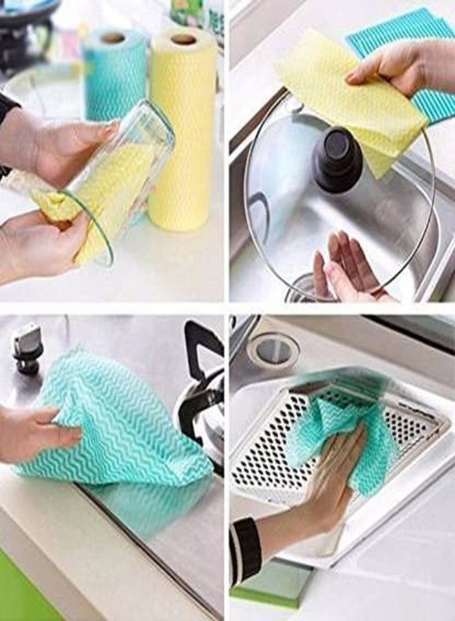 Shopfleet Wooven Fabric Disposable Handy Wipe Cleaning Cloth Roll (Pack of 1-80 Pulls) Multicolor - Image 2