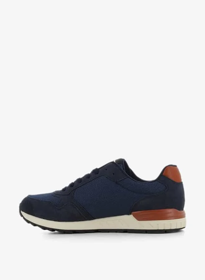 SJ Men's Panelled Sneakers with Lace-Up Closure