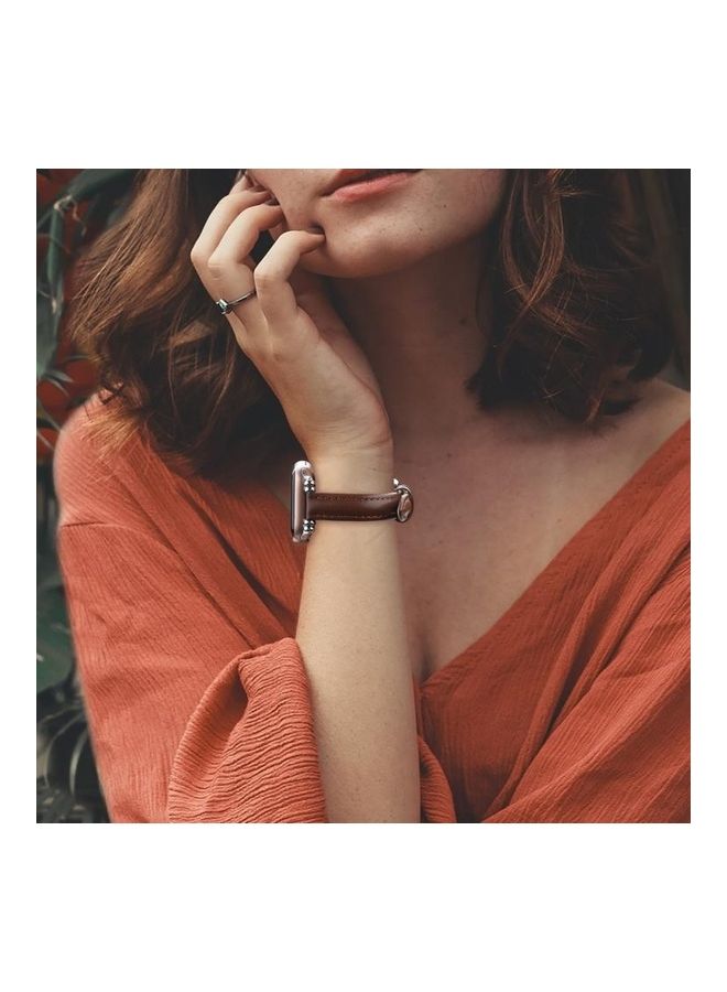 HuHa Replacement Strap For Apple Watch Series 7 45mm/6,SE,5,4 44mm/3,2,1 42mm Brown - Image 5