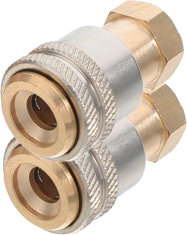 قطعتان من محول موصل نفخ الهواء السريع الفلزي من النحاس لصمام شريدر لإطارات السيارات والدراجات - Image 2