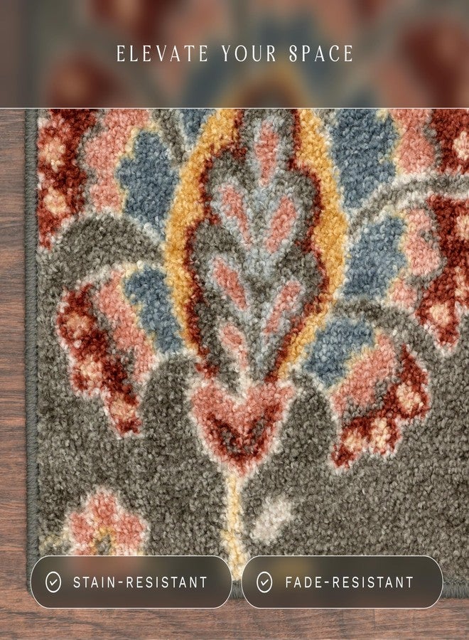 Maples Rugs Gardena Floral Area Rugs - Made in USA - Washable, Non Slip Indoor Carpet for Entryway, Foyer, Kitchen, and Bathroom, 2'6 x 3'10, Gray - Image 4